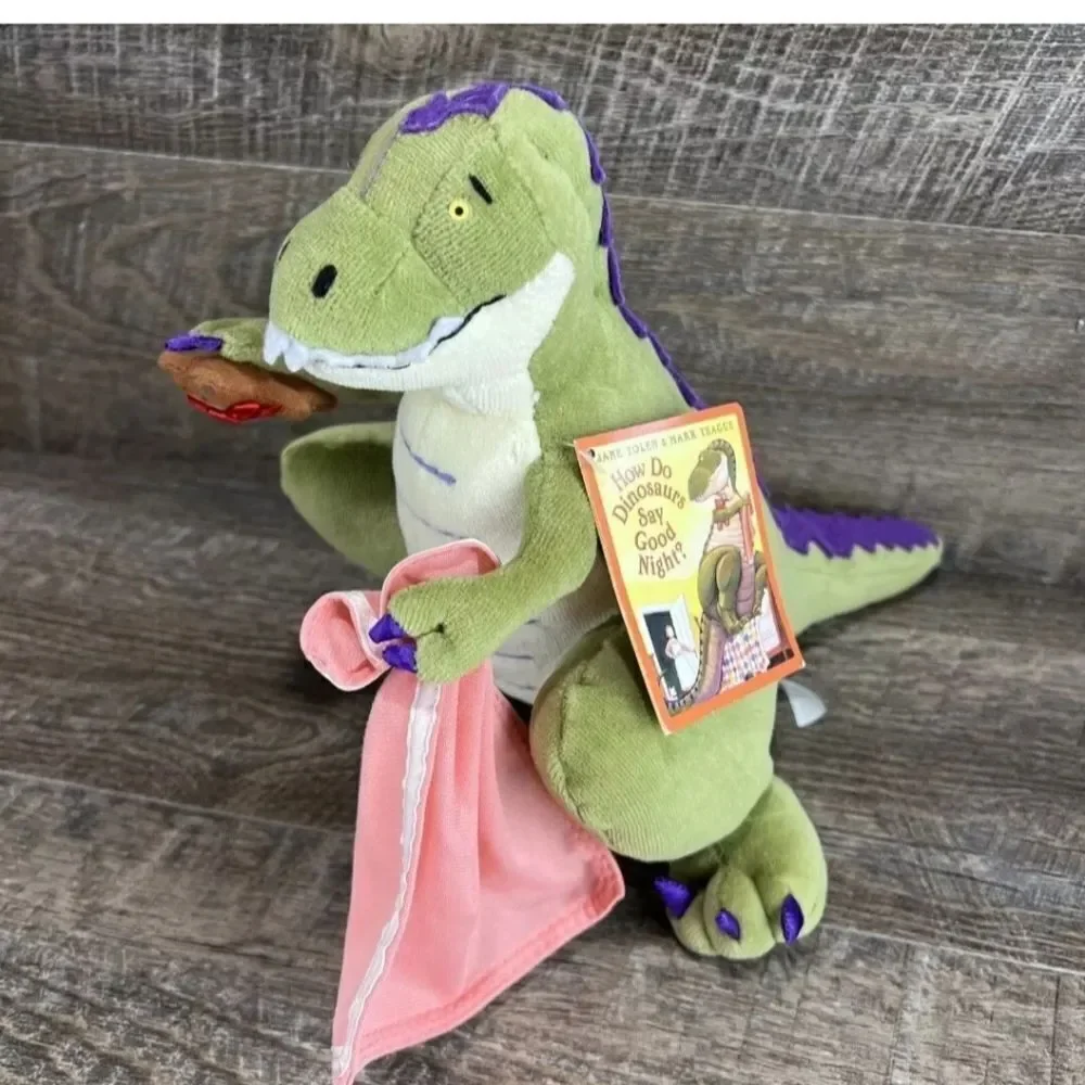 New Plush How Do Dinosaurs Say Goodnight T-Rex w/ Teddy & Blanket Yolen & Teague